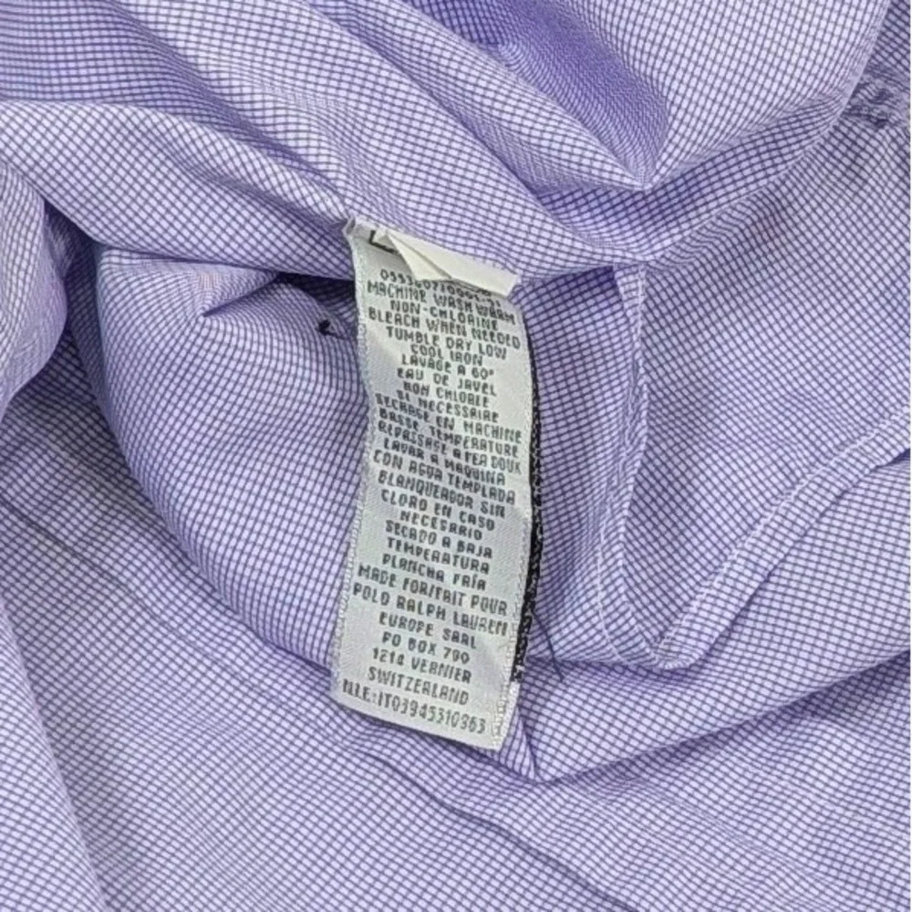 Ralph Lauren Black Label Dress Shirt Mens 17 Purple Made in Italy‎ Luxury Cotton